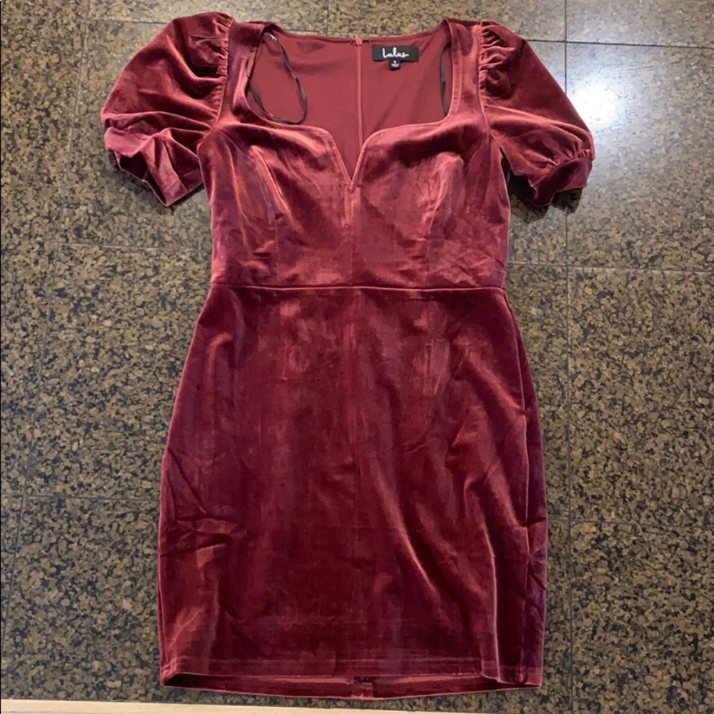 Lulus Victorious Velvet Puff Sleeve Dress Size S